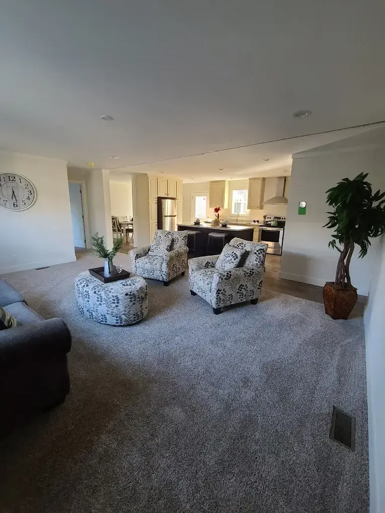 Clean, tidy living room after a residential cleaning